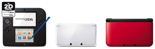 Nintendo 2DS und 3DS XL und 3DS kompakt